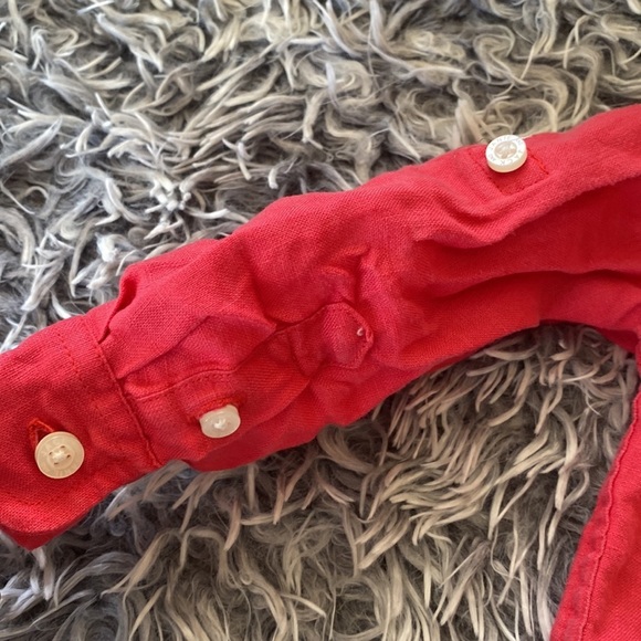 Janie & Jack Red Linen and Blue Cotton Button Down Shirt Bundle Sz 12-18 - Picture 13 of 16